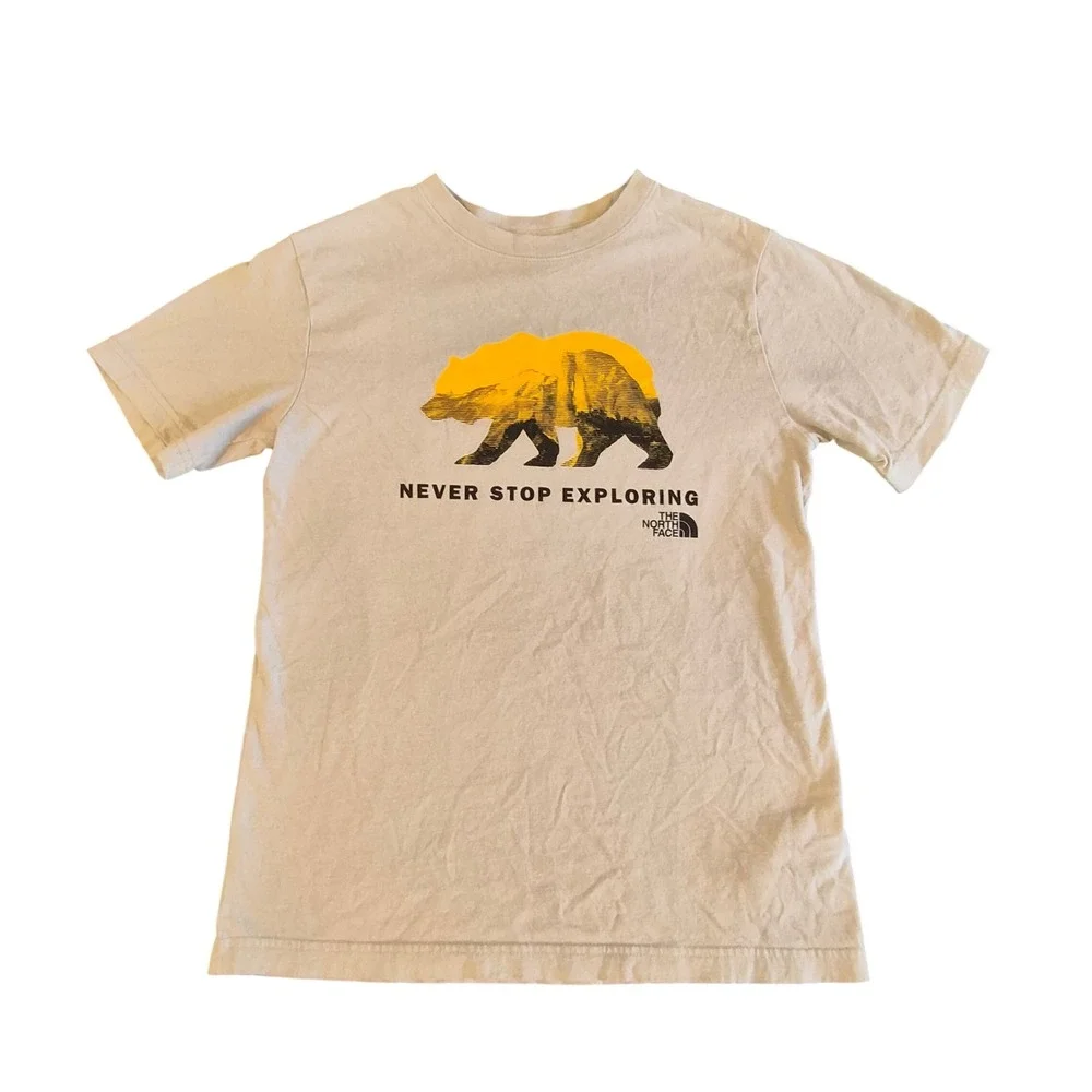The North Face Boys Tan Bear Mountain Graphic T-Shirt Size M 10/12 AXDC009